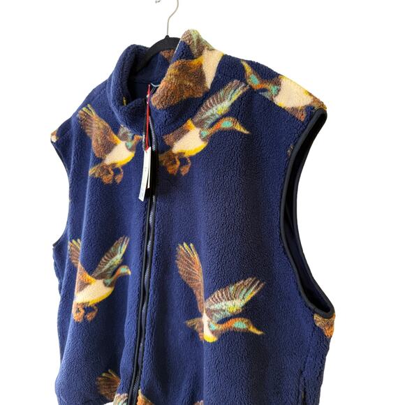 NWT Woolrich x Target Adult Duck Print Fleece Vest Blue Zipper Unisexx XXL 2XL - Picture 5 of 7